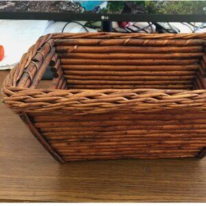 11" Decorative Wood Basket Log Cabin Look